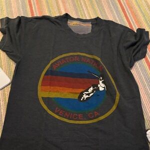 Aviator Nation Dark Gray Tee with Multicolor Graphic